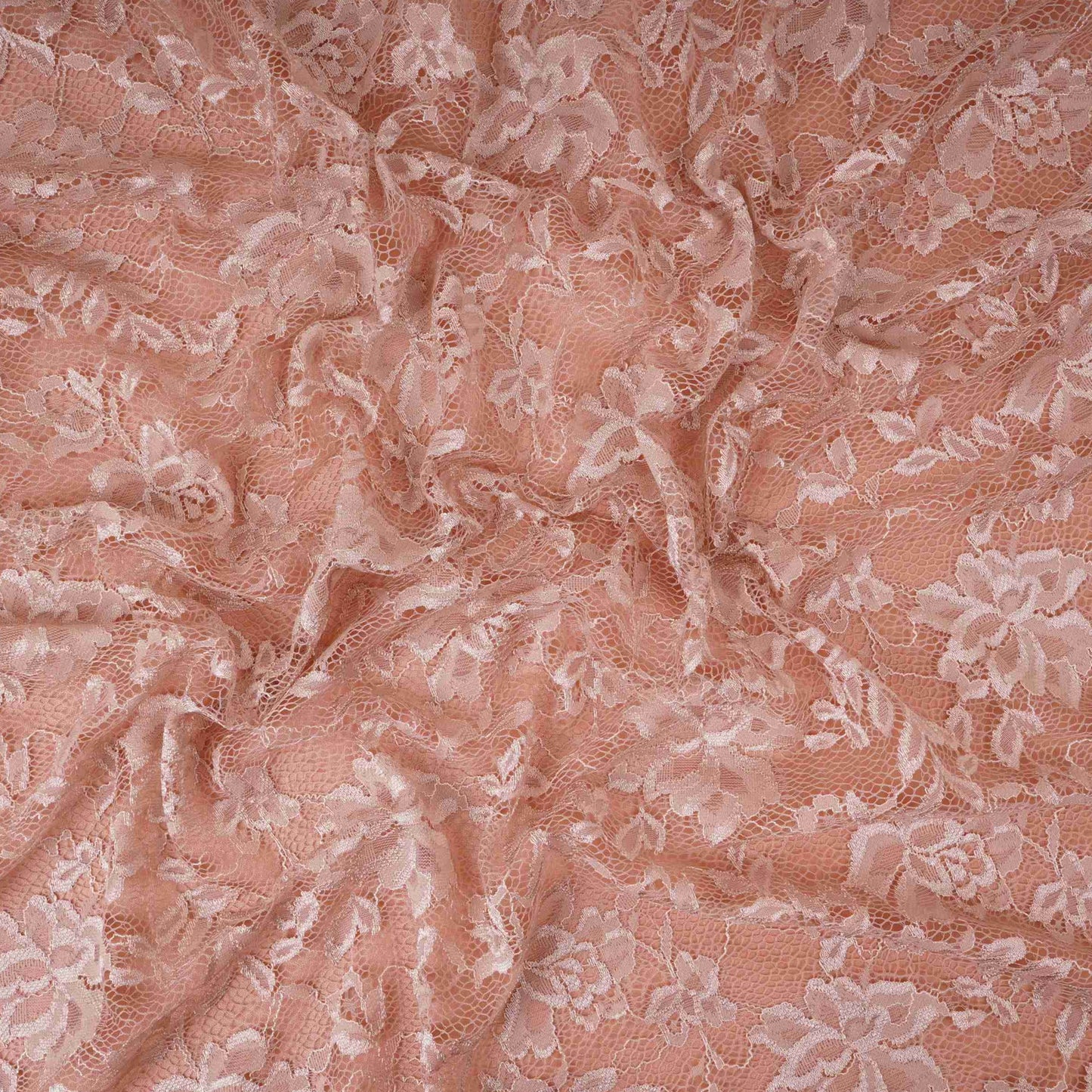 Peach Floral Embroidery Lace Fabric LI-32183