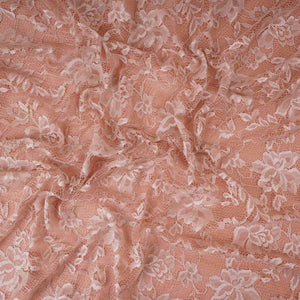 Peach Floral Embroidery Lace Fabric LI-32183 - TradeUNO