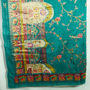 Bottle Green Gharchola Multicolor Zari Mirror Work Jacquard Dupatta SU-33649 – image 2 of 4
