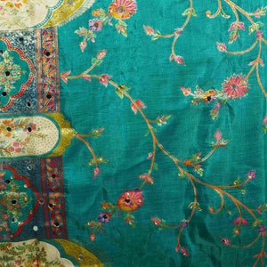 Bottle Green Gharchola Multicolor Zari Mirror Work Jacquard Dupatta SU-33649 – image 4 of 4