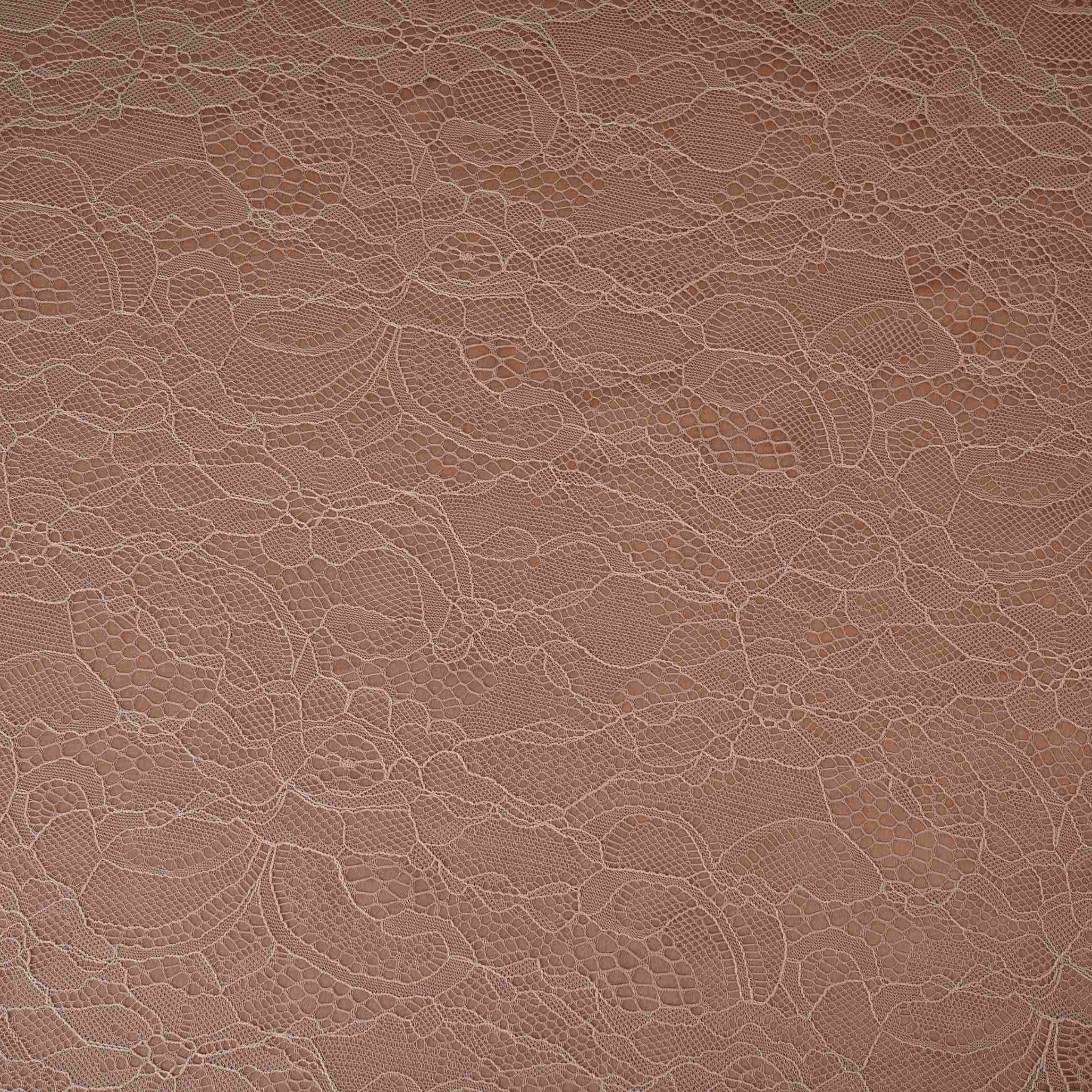 Light Brown Floral Embroidery Lace Fabric LI-32188 - TradeUNO