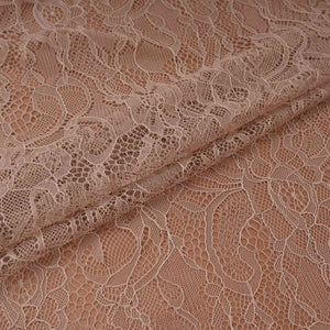 Light Brown Floral Embroidery Lace Fabric LI-32188 - TradeUNO