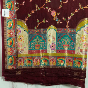 Maroon Gharchola Multicolor Zari Mirror Work Jacquard Dupatta SU-33647 – image 3 of 3