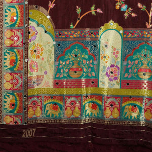 Maroon Gharchola Multicolor Zari Mirror Work Jacquard Dupatta SU-33647 – image 2 of 3