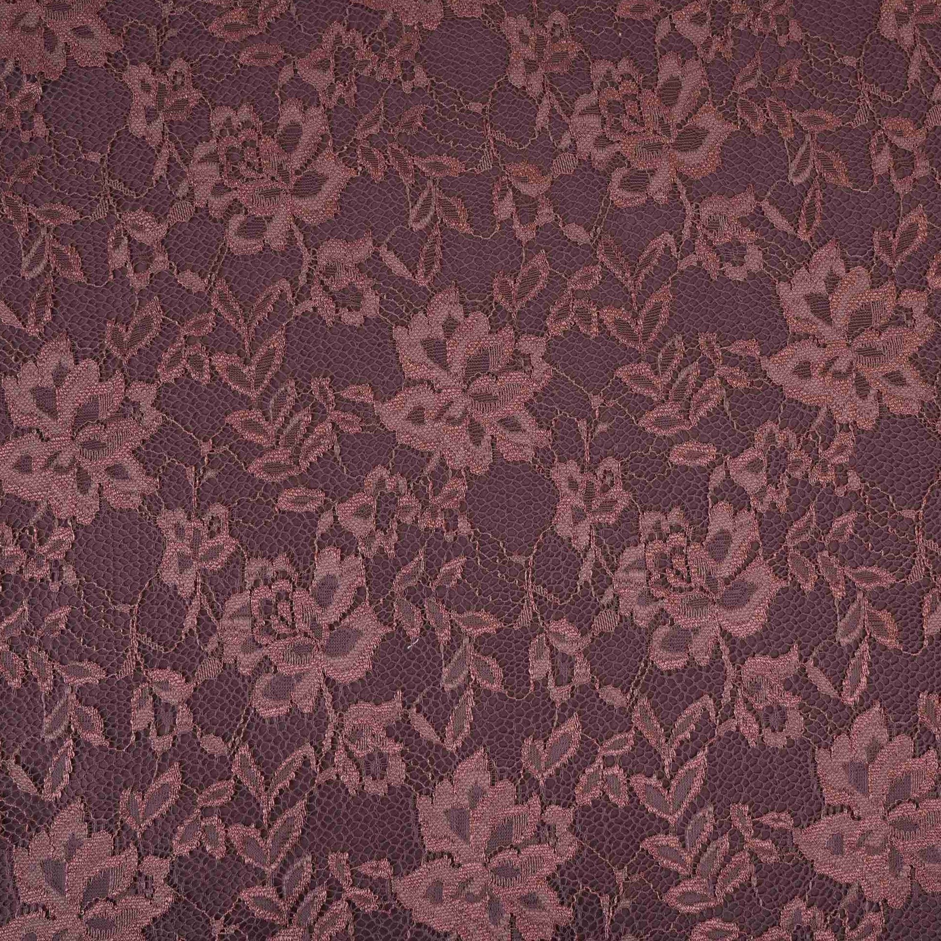 Dark Brown Floral Embroidery Lace Fabric LI-32182 - TradeUNO