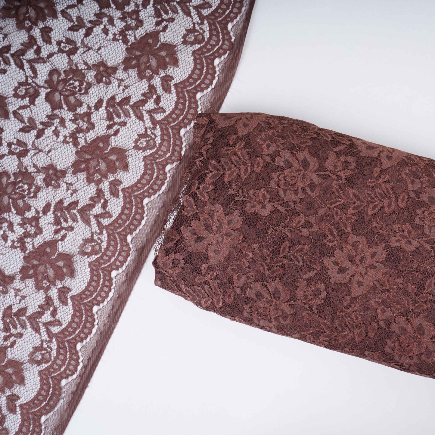 Dark Brown Floral Embroidery Lace Fabric LI-32182