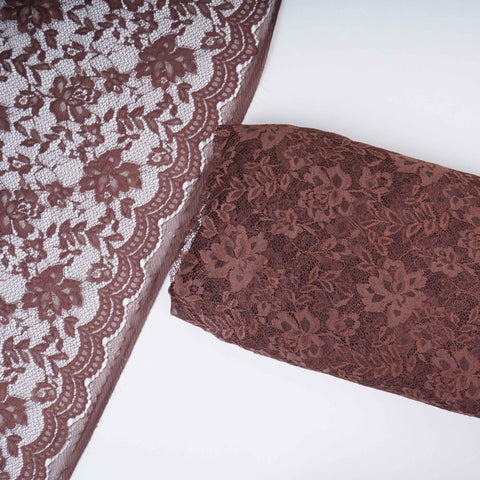 Dark Brown Floral Embroidery Lace Fabric LI-32182