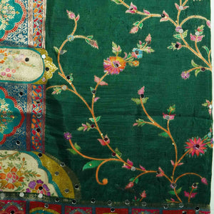 Dark Green Gharchola Multicolor Zari Mirror Work Jacquard Dupatta SU-33644 – image 2 of 3