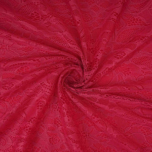 Maroon Floral Embroidery Lace Fabric LI-32189 - TradeUNO