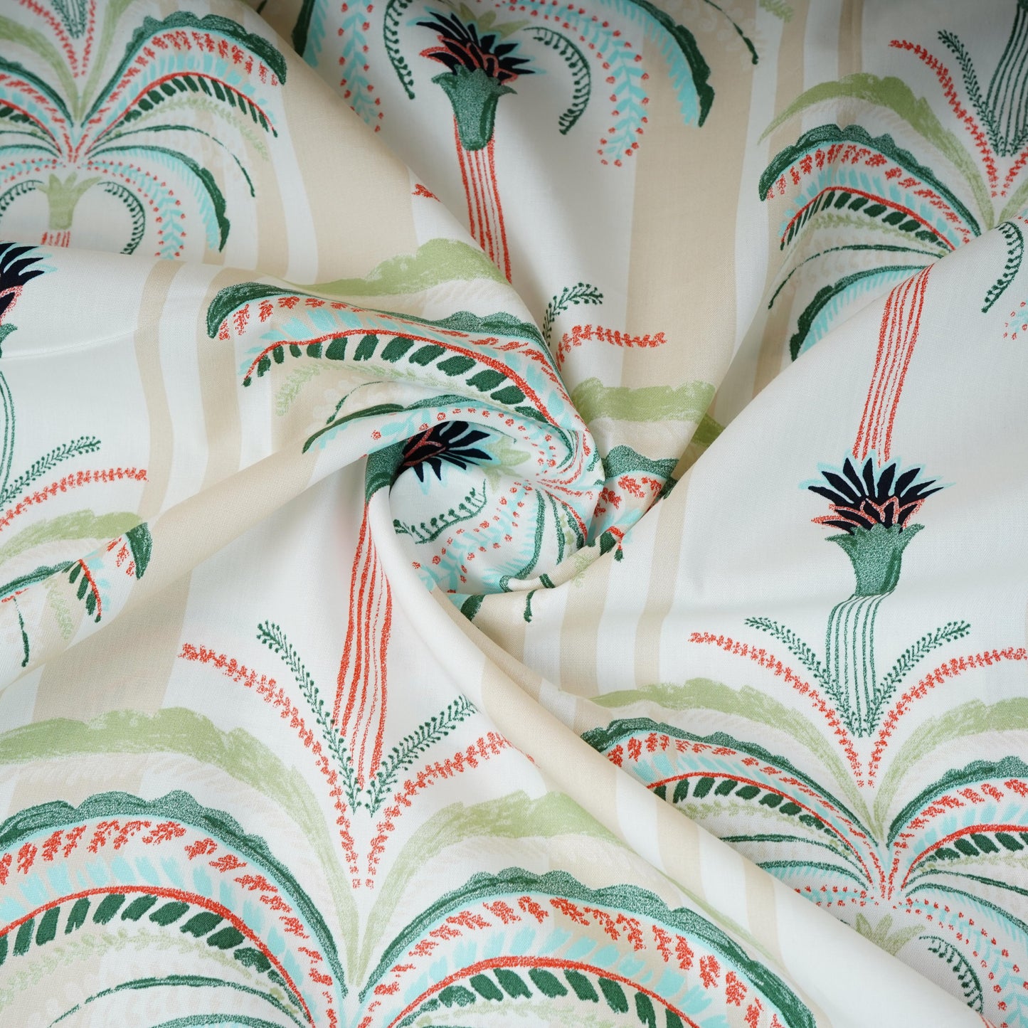 White Floral Print Poplin Fabric LSF-30550