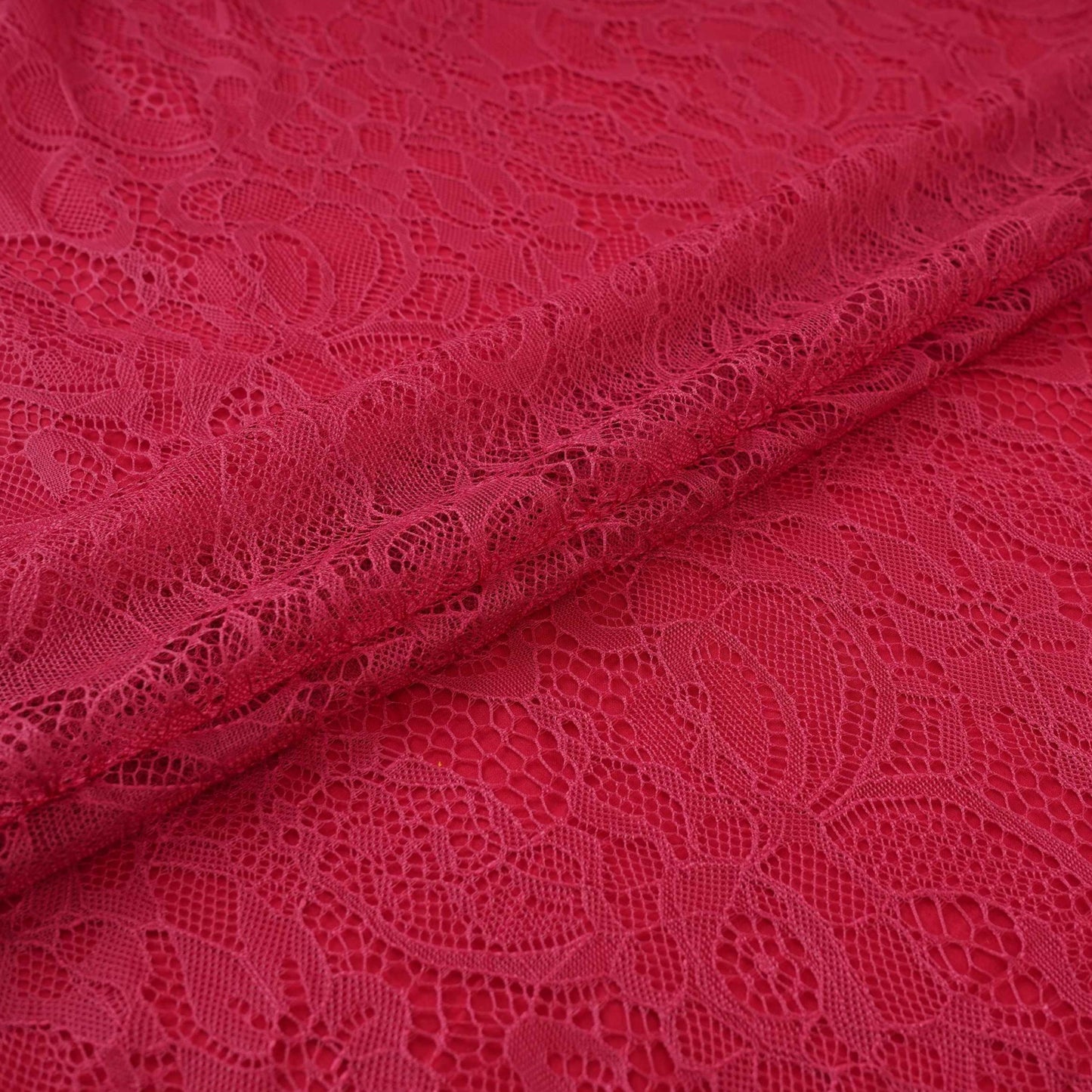 Maroon Floral Embroidery Lace Fabric LI-32189