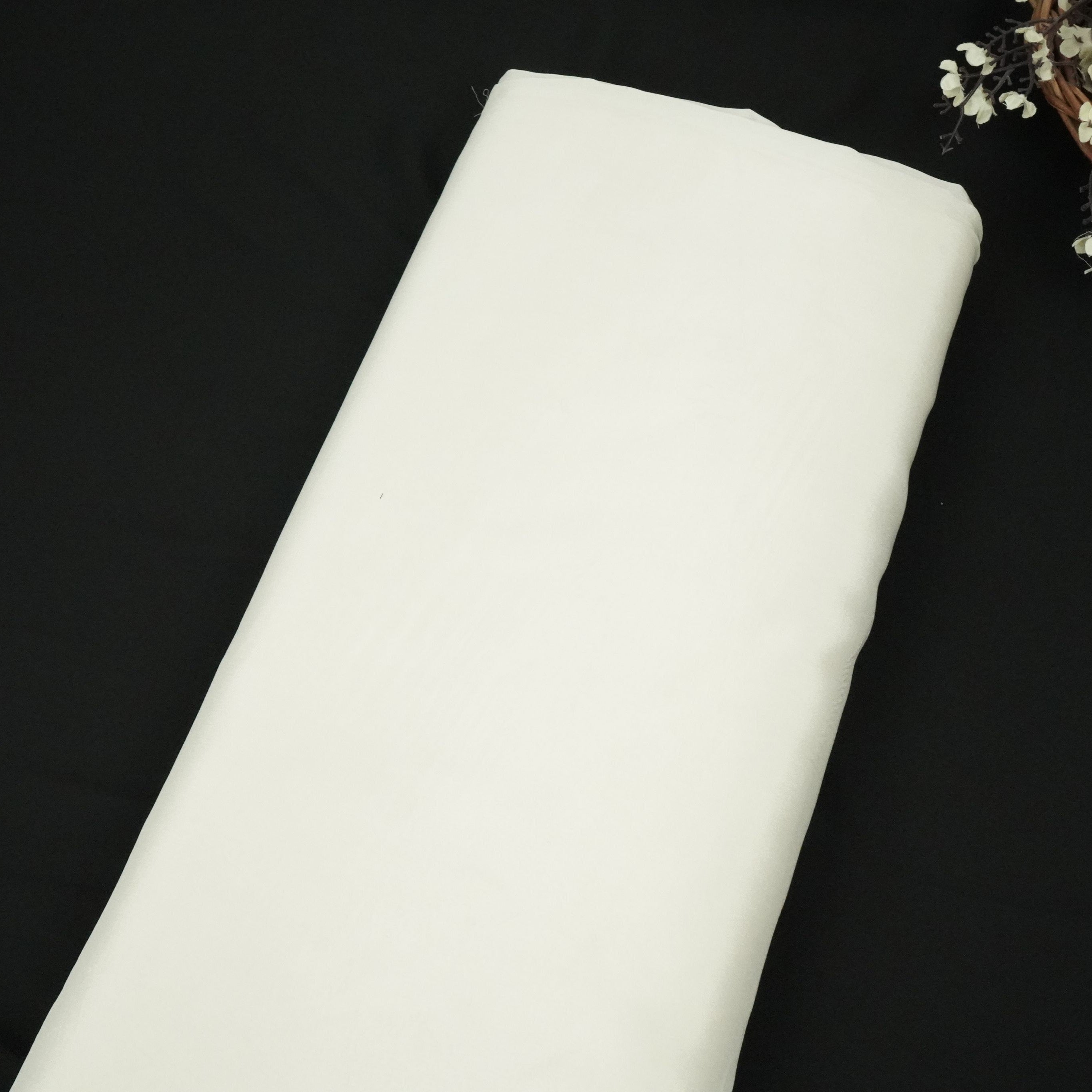 Off White Solid Chinon Fabric NFC-03 - TradeUNO