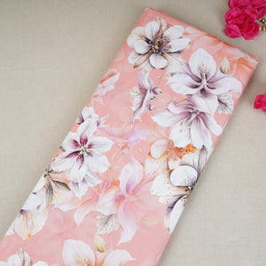 Pink with White Floral Print Cotton Mulmul Fabric PG-30468 - TradeUNO