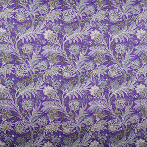 Purple with Silver Paisley Print Cotton Mulmul Fabric PG-30472 - TradeUNO