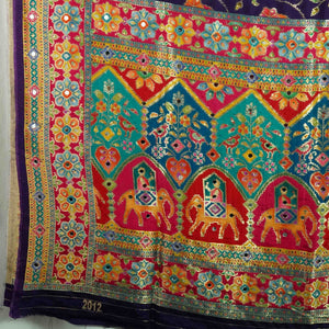 Purple Gharchola Multicolor Zari Mirror Work Jacquard Dupatta SU-33656 – image 2 of 4