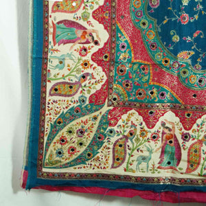 Blue Floral Multicolor Mirror Work Jacquard Dupatta SU-33641 – image 4 of 4