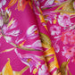 Magenta Pink with Yellow Floral Print Cotton Satin Fabric PG-30443