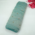 Teal Blue Buti Cutdana Embroidery Kanjivaram Tissue Fabric VF-35382