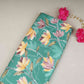 Green with Yellow Floral Print Cotton Satin Fabric PG-30444