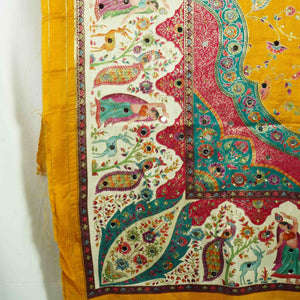 Yellow Floral Multicolor Mirror Work Jacquard Dupatta SU-33640 – image 2 of 4