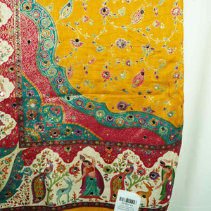 Yellow Floral Multicolor Mirror Work Jacquard Dupatta SU-33640 – image 4 of 4