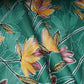 Green with Yellow Floral Print Cotton Satin Fabric PG-30444