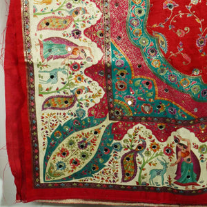 Red Gharchola Multicolor Zari Mirror Work Jacquard Dupatta SU-33654 – image 2 of 4