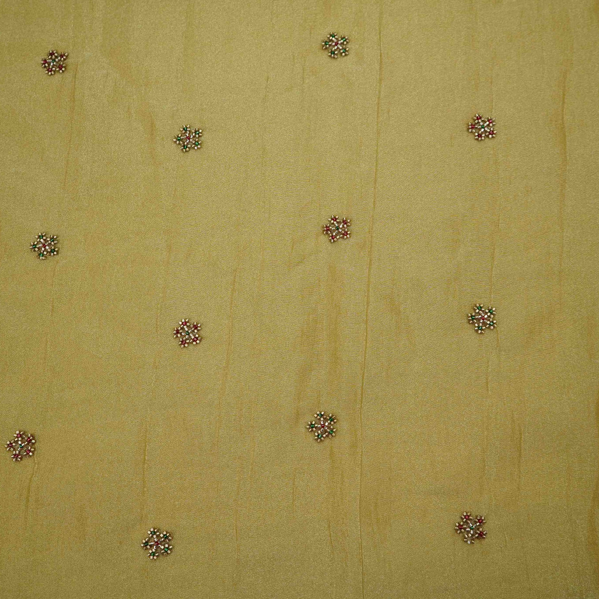 Golden Buti Cutdana Embroidery Kanjivaram Tissue Fabric VF-35381