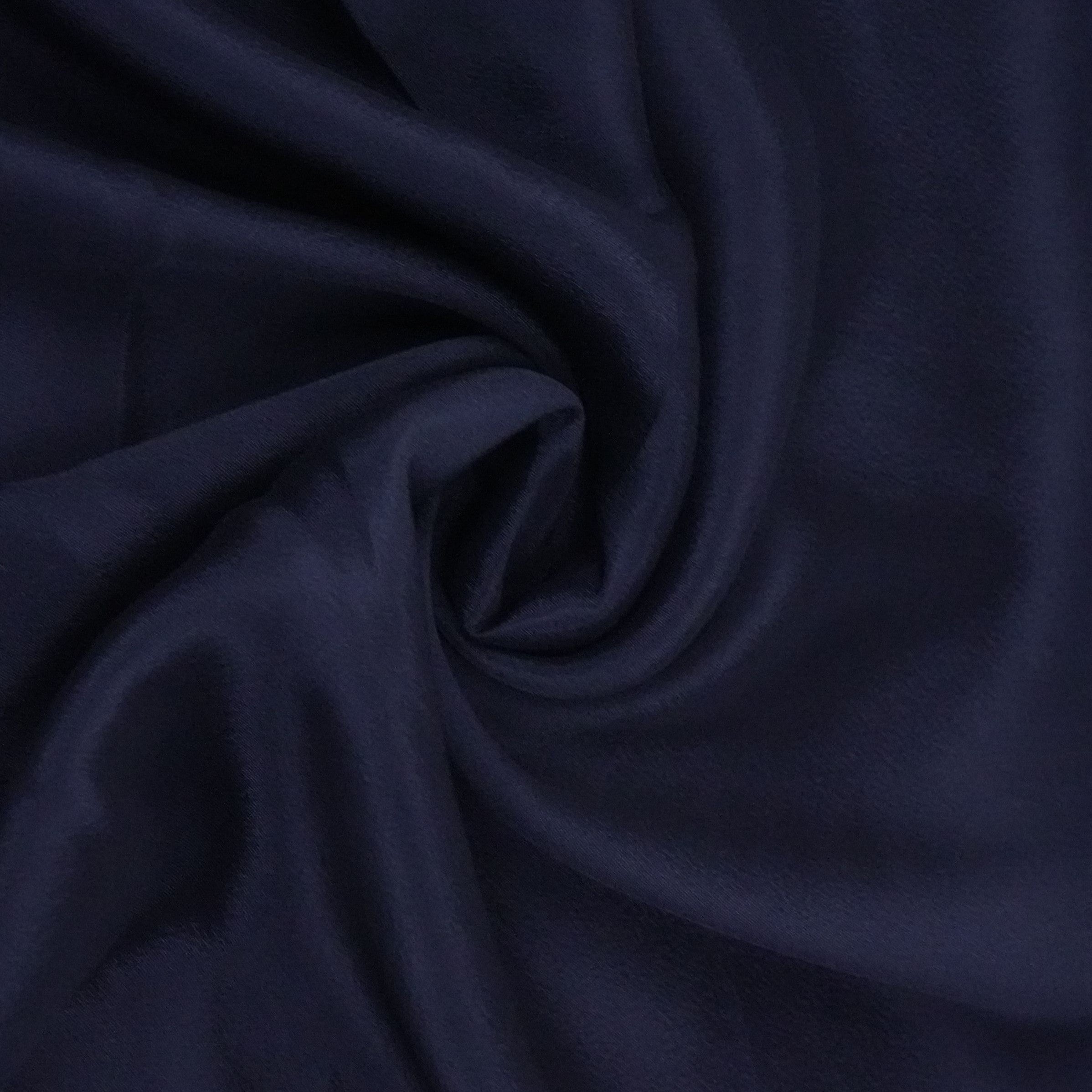 Navy Blue Solid Chinon Fabric NFC-08 - TradeUNO