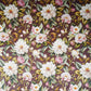 Dark Brown with White Floral Print Cotton Satin Fabric PG-30440