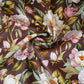Dark Brown with White Floral Print Cotton Satin Fabric PG-30440