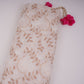Off White With Beige 3D Leaf Embroidery Tencel Schiffli Fabric LI-32336