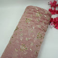 Pink Floral Cutdana Embroidery Kanjivaram Tissue Fabric VF-35380