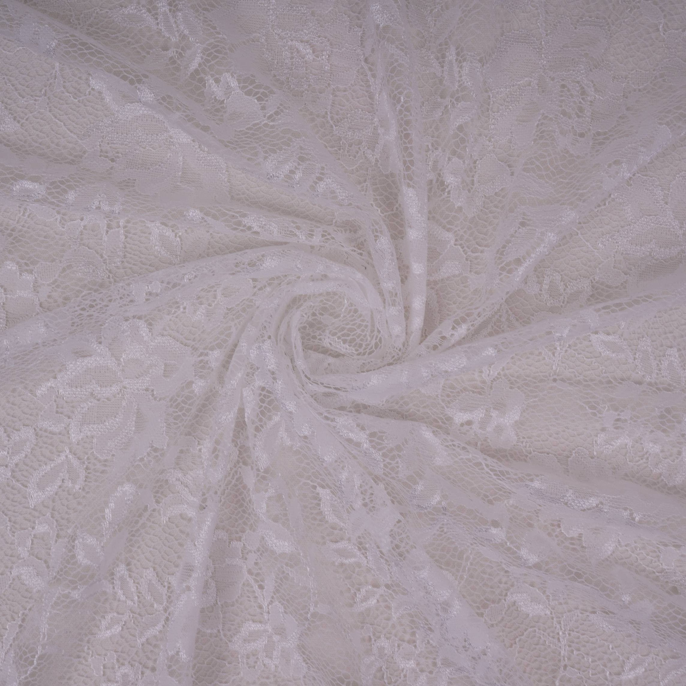 White Floral Embroidery Lace Fabric LI-32181 - TradeUNO