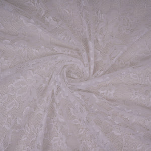 White Floral Embroidery Lace Fabric LI-32181 - TradeUNO