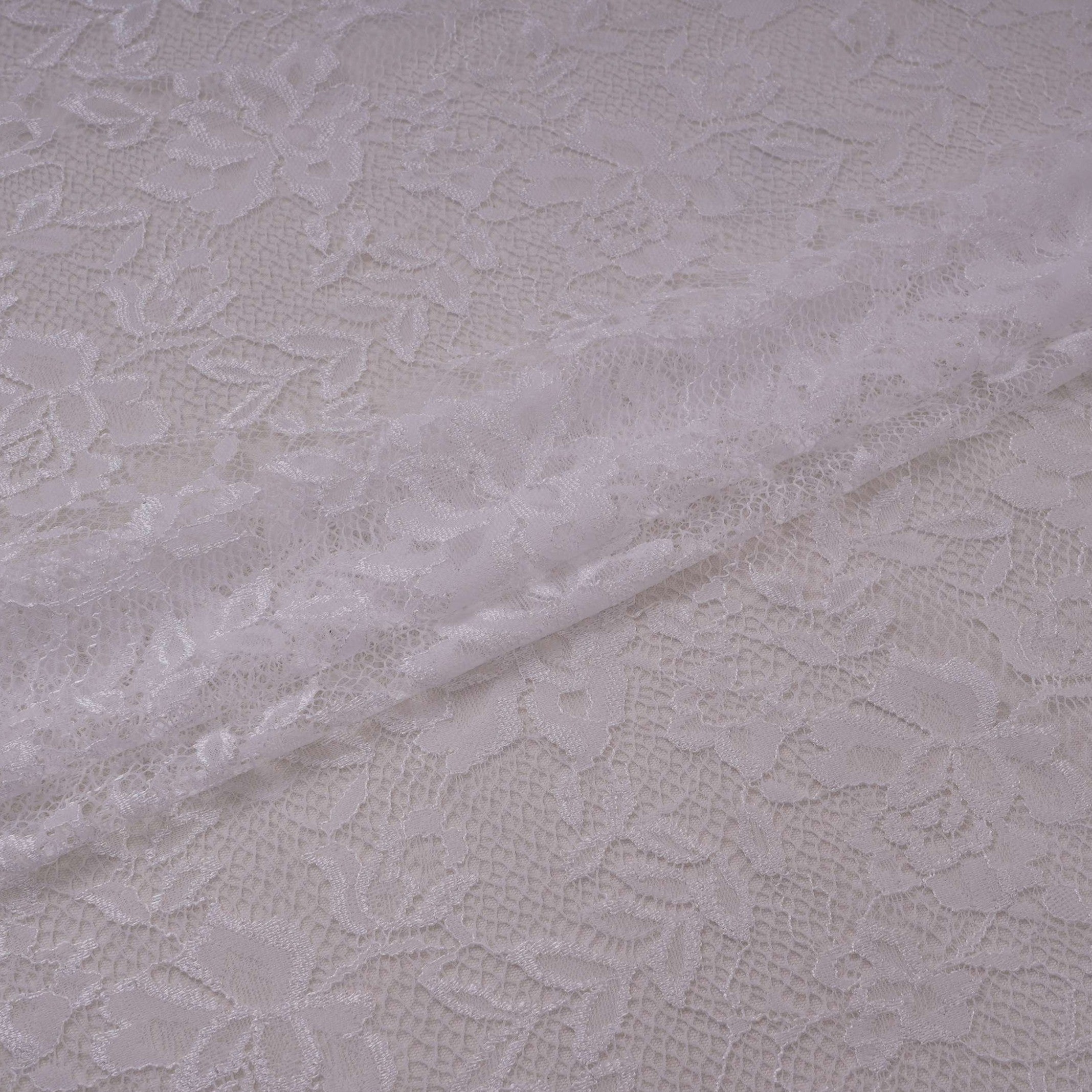 White Floral Embroidery Lace Fabric LI-32181 - TradeUNO