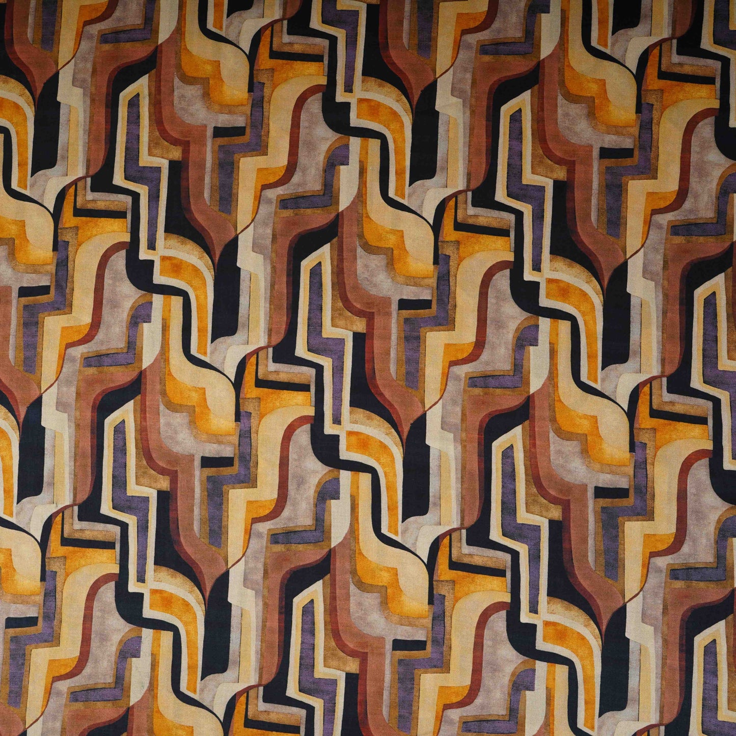 Brown with Multicolor Abstract Print Cotton Mulmul Fabric PG-30456