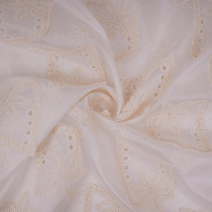 White Dyeable 3D Floral Embroidery Cotton Tencel Schiffli Fabric LI-32342 - TradeUNO