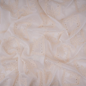 White Dyeable 3D Floral Embroidery Cotton Tencel Schiffli Fabric LI-32342 - TradeUNO