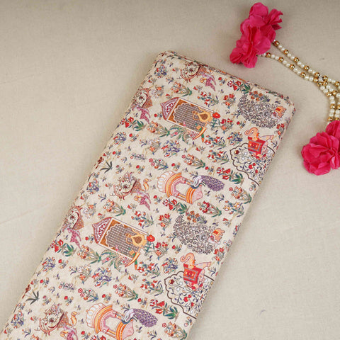 Cream with Red Traditional Print Cotton Mulmul Fabric PG-30460