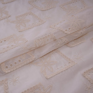 White Dyeable 3D Floral Embroidery Cotton Tencel Schiffli Fabric LI-32342 - TradeUNO