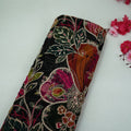 Black Position Zari Embroidery Organza Fabric SG-35166