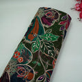 Dark Green Position Zari Embroidery Organza Fabric SG-35163