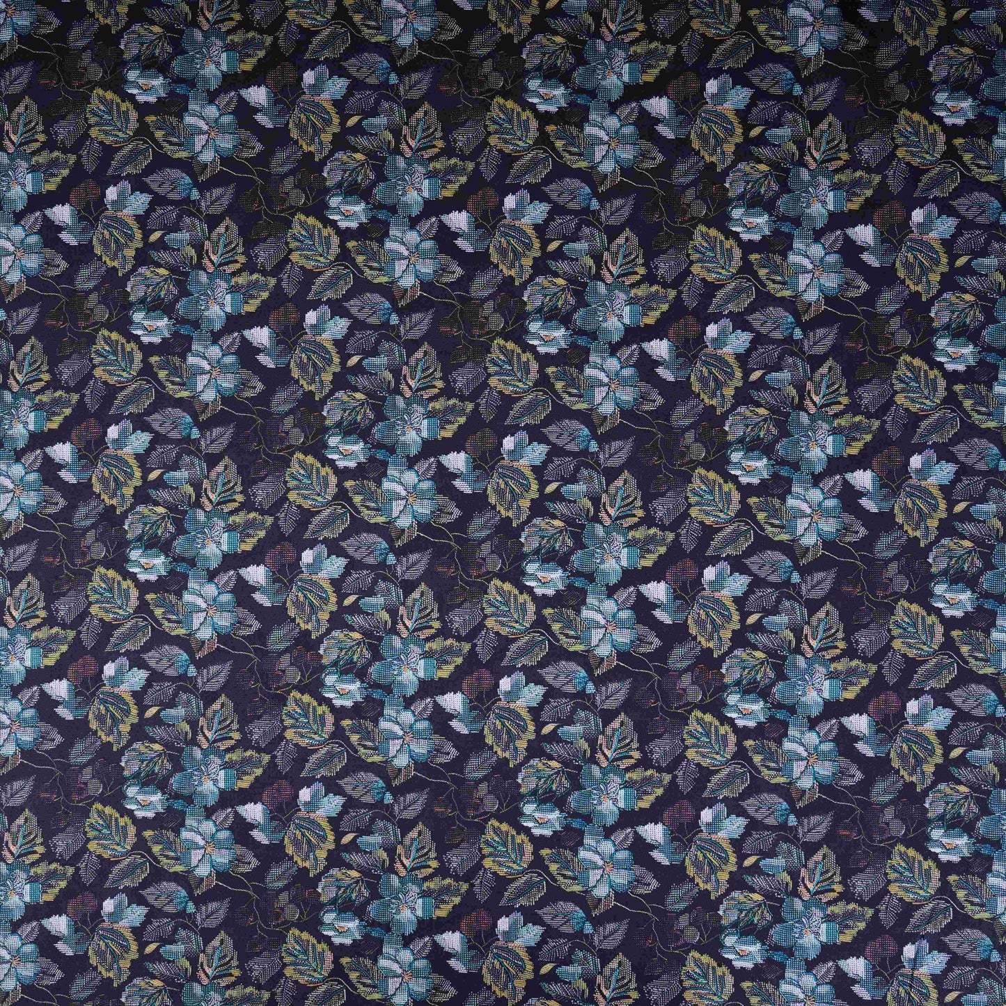 Dark Blue with Purple Floral Print Cotton Mulmul Fabric PG-30459