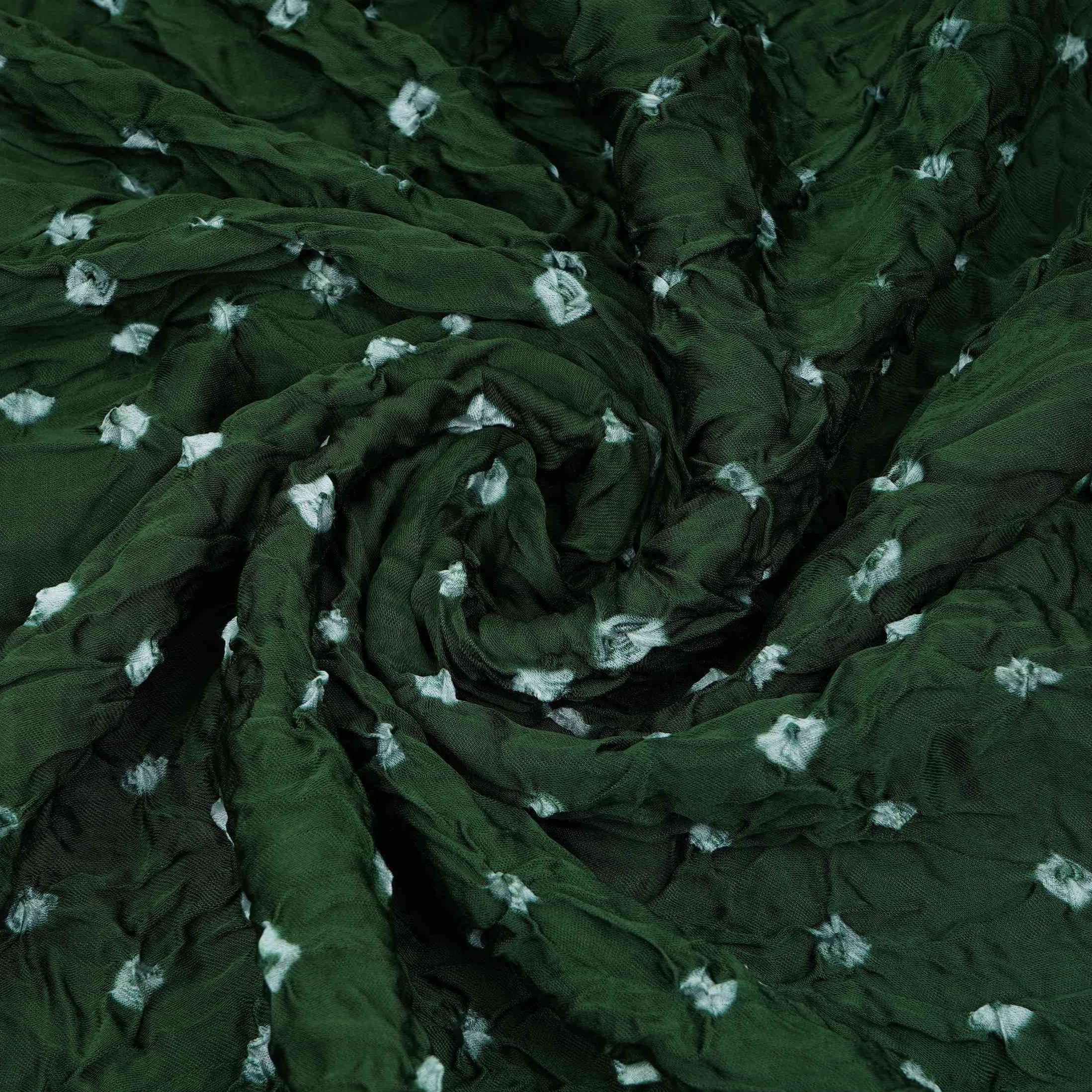 Green Bandhani Print Modal Satin Fabric EEG-32222 - TradeUNO