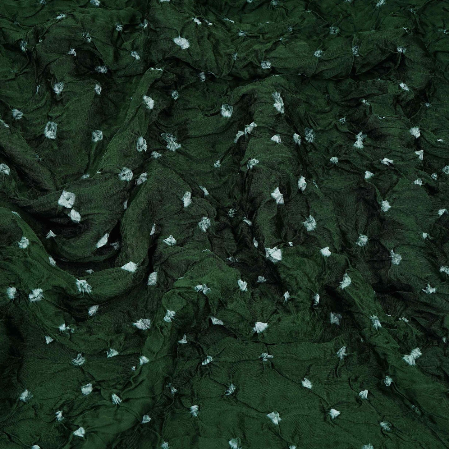 Green Bandhani Print Modal Satin Fabric EEG-32222