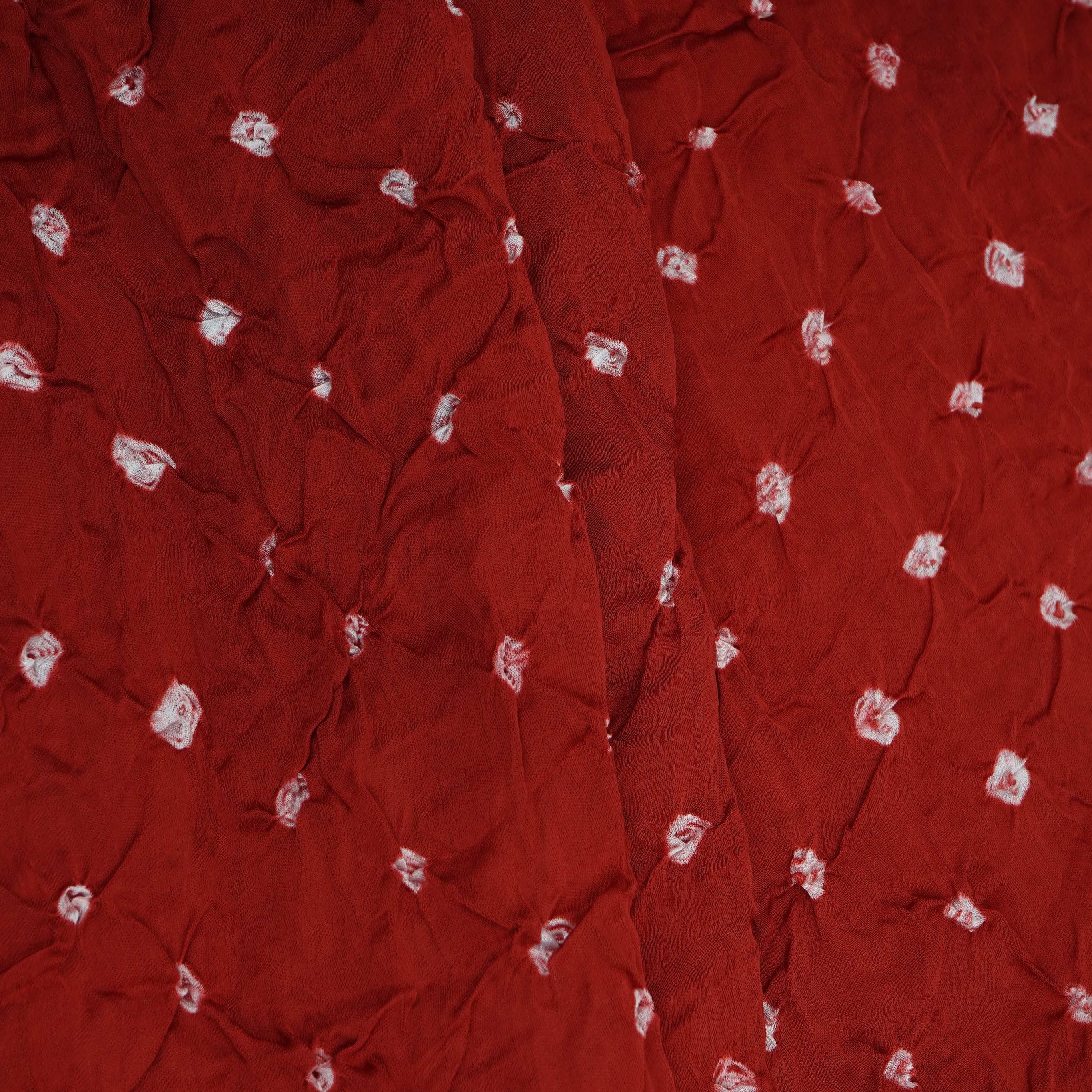 Dark Red Bandhani Print Modal Satin Fabric EEG-32220 - TradeUNO