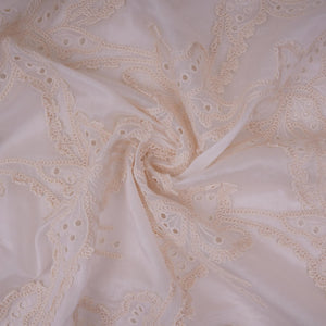 White Dyeable 3D Floral Embroidery Tencel Schiffli Fabric LI-32339 - TradeUNO