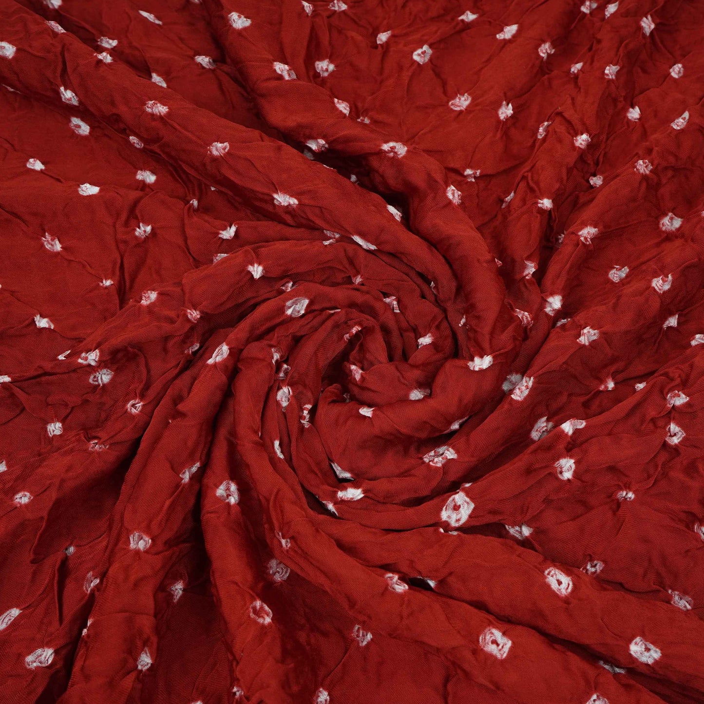 Dark Red Bandhani Print Modal Satin Fabric EEG-32220