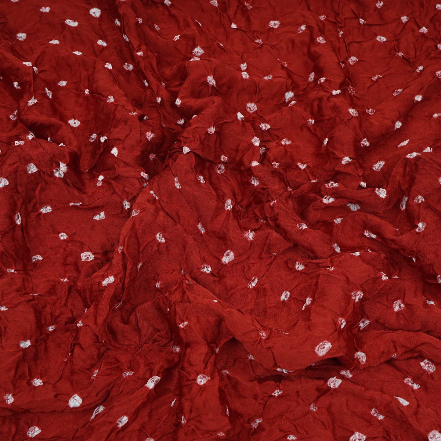 Dark Red Bandhani Print Modal Satin Fabric EEG-32220